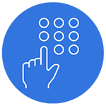 hand using keypad